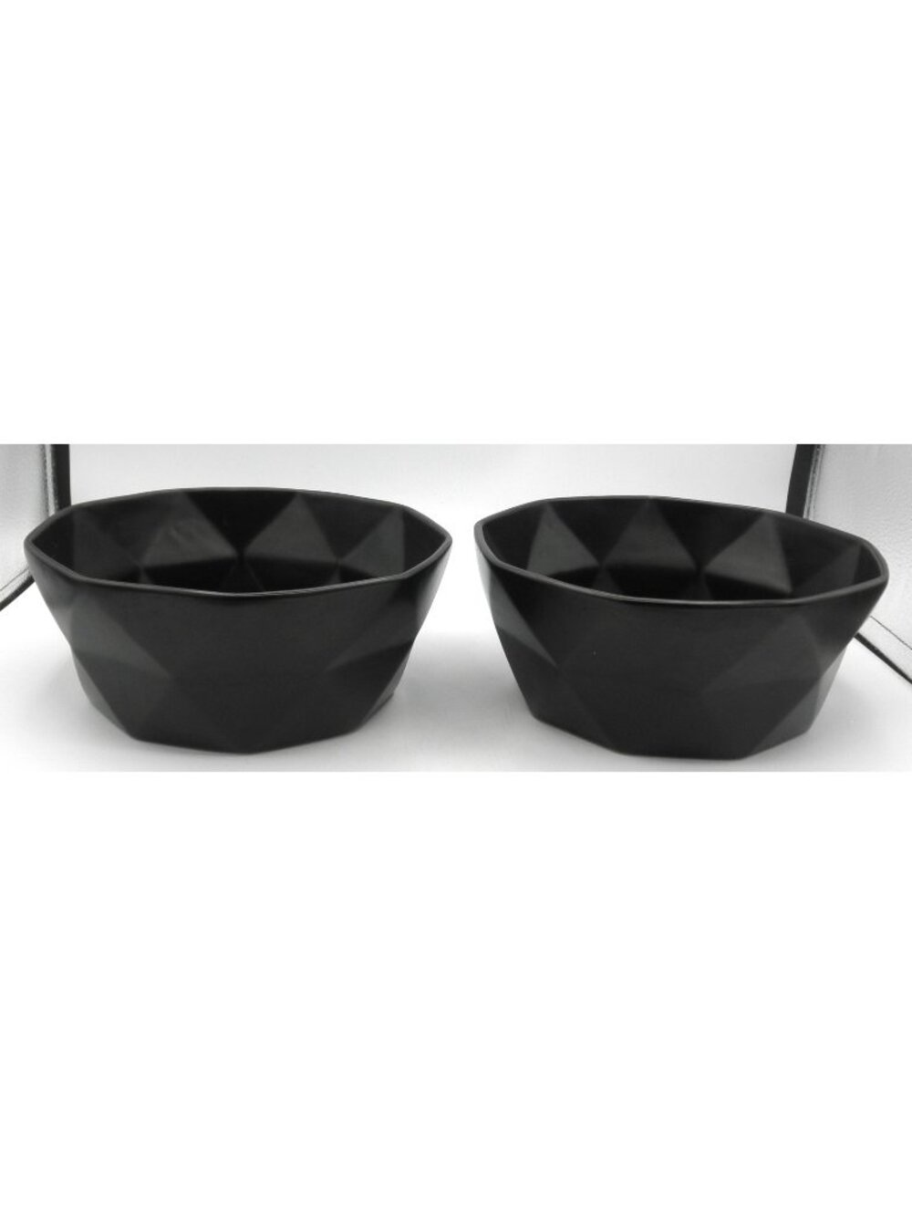 Bruntmor Black Matte Geometric 8-1/2 Inch Serving Bowls Set of 2 Oven to Table